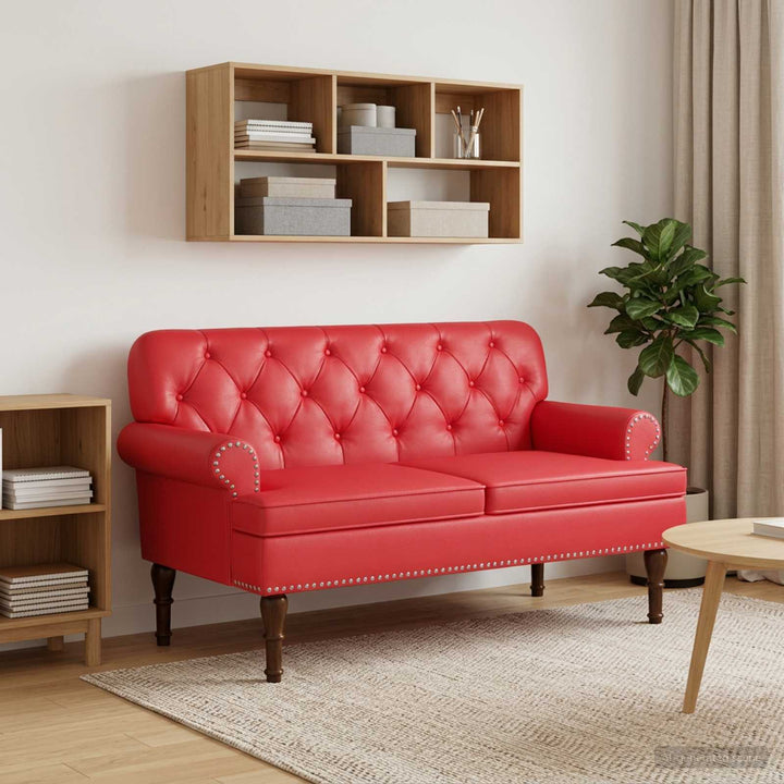 Lænestol med knap tufting Rød 120 x 65 x 77 cm Kunstlæder
