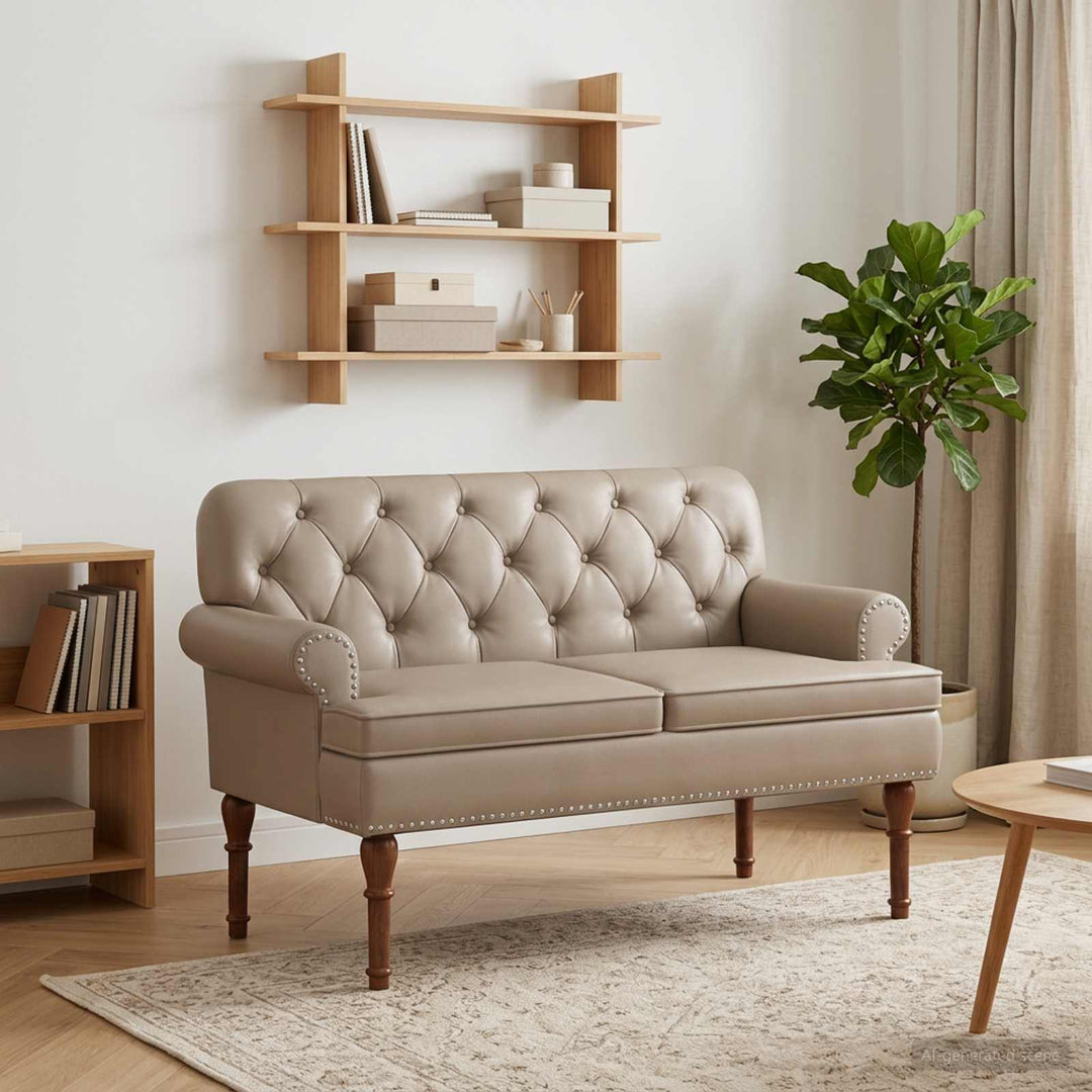 Lænestol med knap tufting Cappuccino 120 x 65 x 77 cm