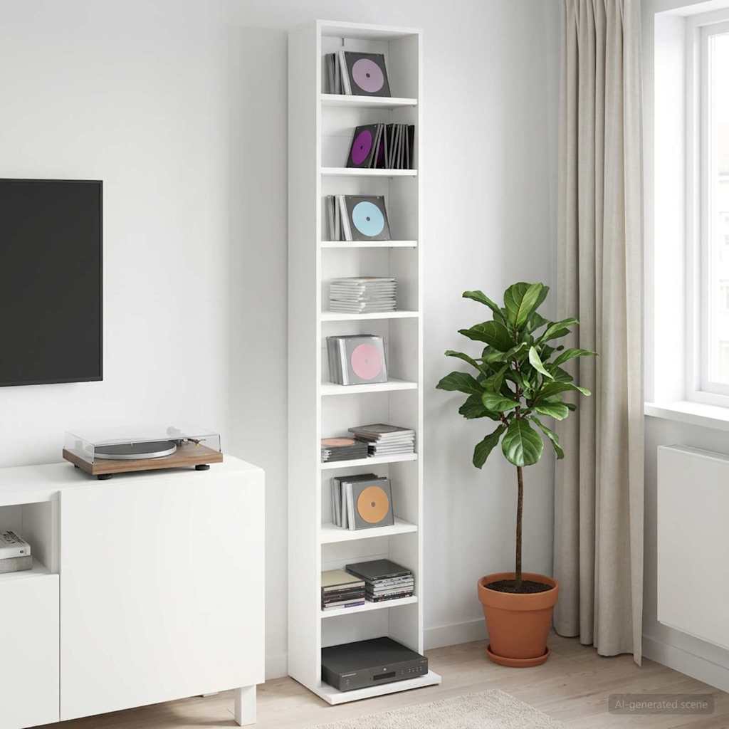 CD Skab Hvid 33 x 23,5 x 175 cm Konstrueret træ