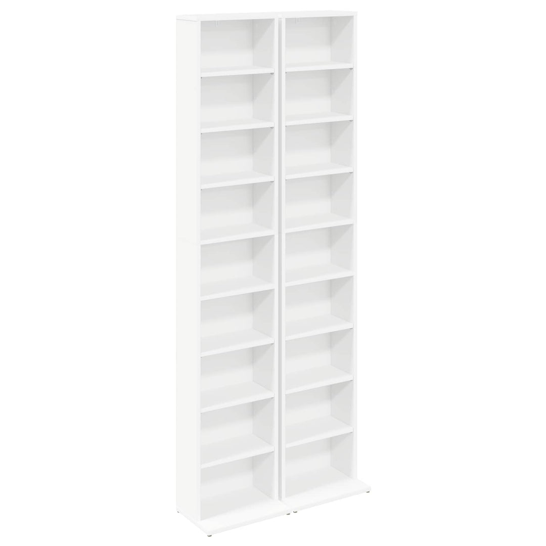 CD Skab 2 stk. Hvid 33 x 23,5 x 175 cm Konstrueret træ
