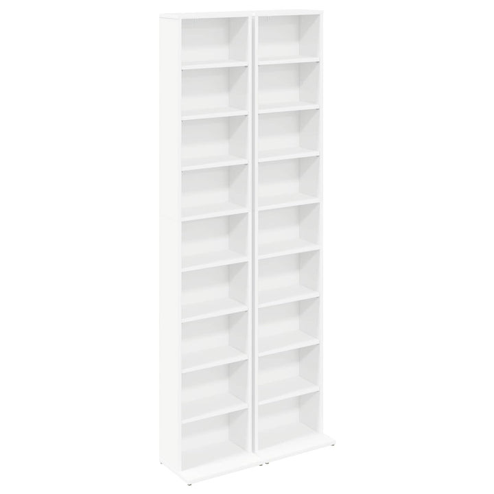 CD Skab 2 stk. Hvid 33 x 23,5 x 175 cm Konstrueret træ
