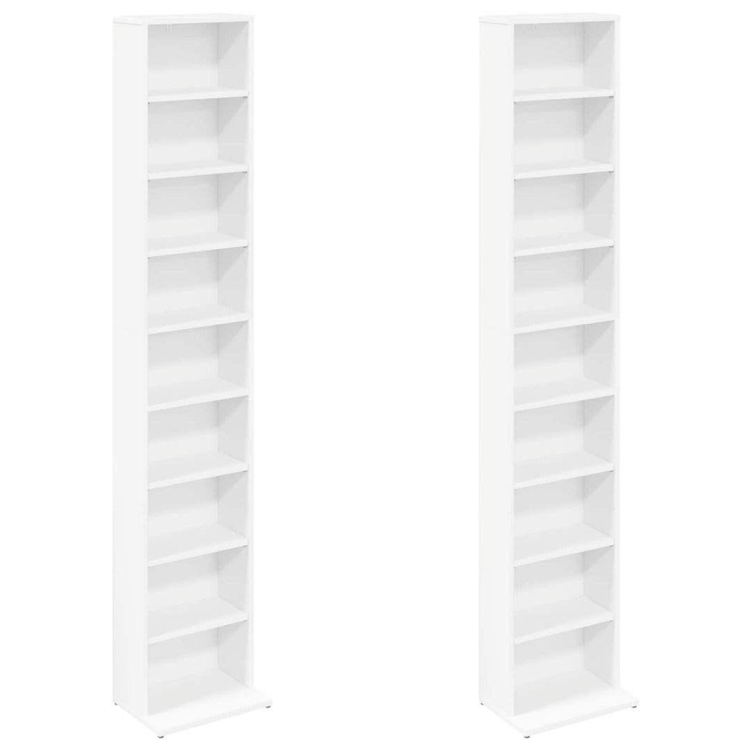 CD Skab 2 stk. Hvid 33 x 23,5 x 175 cm Konstrueret træ