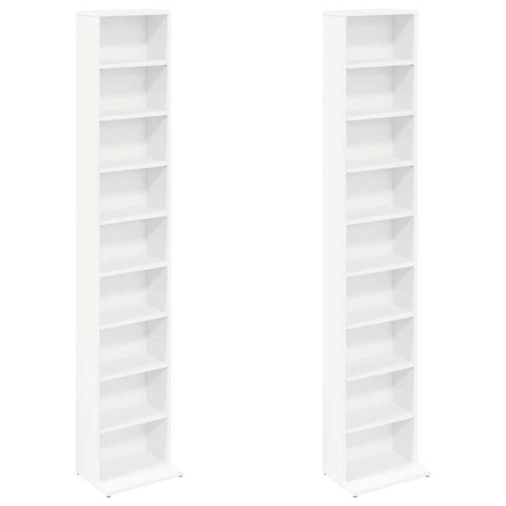 CD Skab 2 stk. Hvid 33 x 23,5 x 175 cm Konstrueret træ