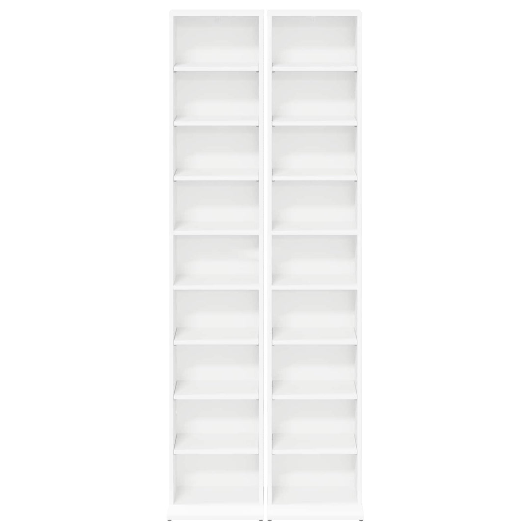 CD Skab 2 stk. Hvid 33 x 23,5 x 175 cm Konstrueret træ
