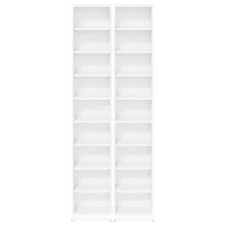 CD Skab 2 stk. Hvid 33 x 23,5 x 175 cm Konstrueret træ