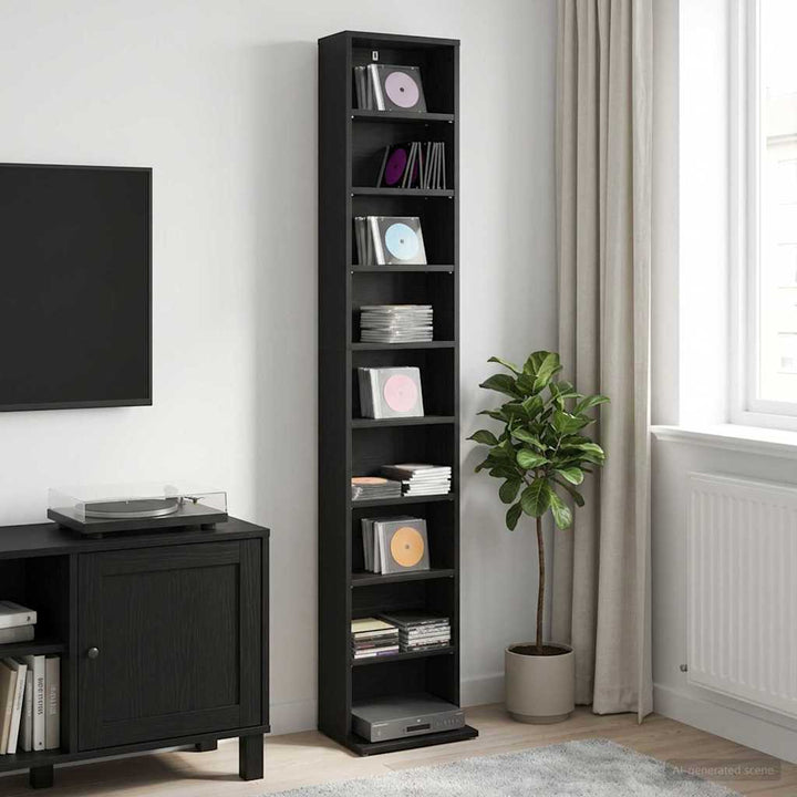 CD Skab Sort eg 33 x 23,5 x 175 cm Konstrueret træ