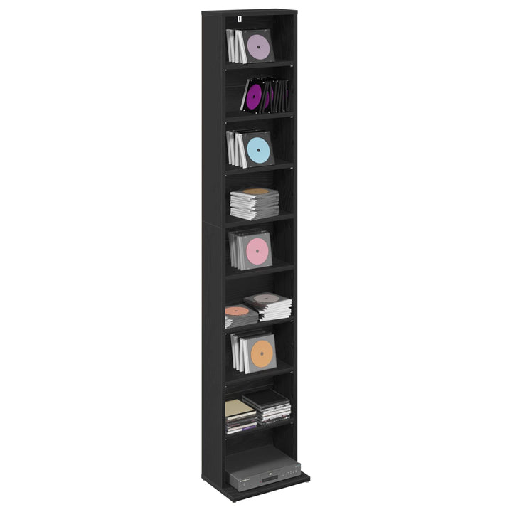 CD Skab Sort eg 33 x 23,5 x 175 cm Konstrueret træ