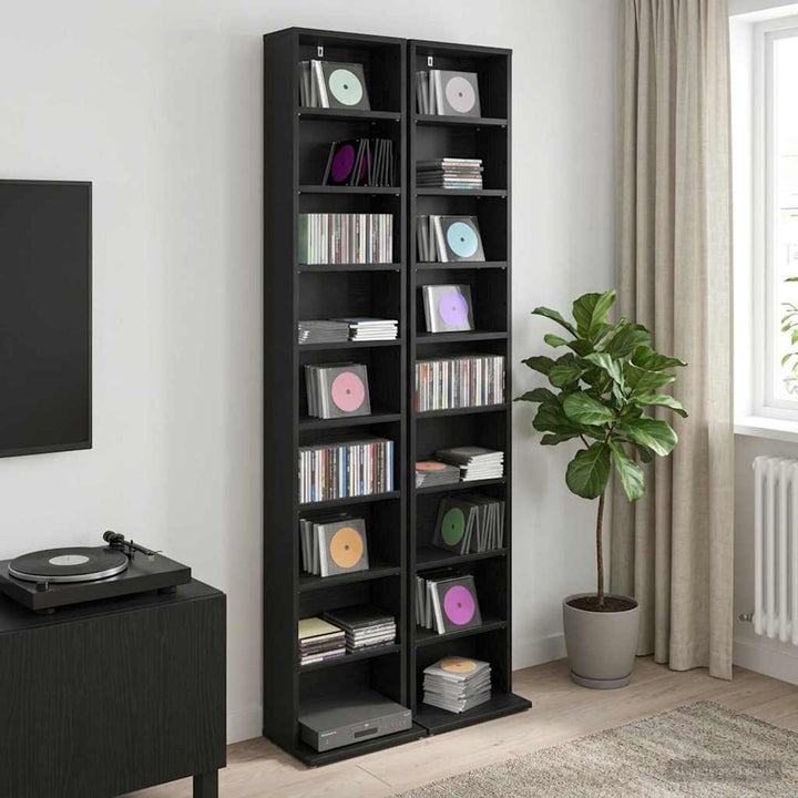 CD Skab 2 stk. Sort eg 33 x 23,5 x 175 cm Konstrueret træ