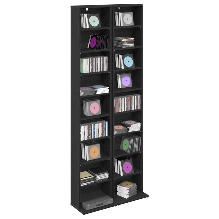 CD Skab 2 stk. Sort eg 33 x 23,5 x 175 cm Konstrueret træ