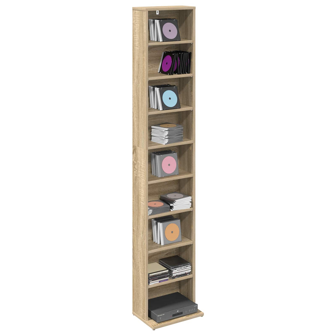 CD Skab Sonoma-eg 33 x 23,5 x 175 cm Konstrueret træ