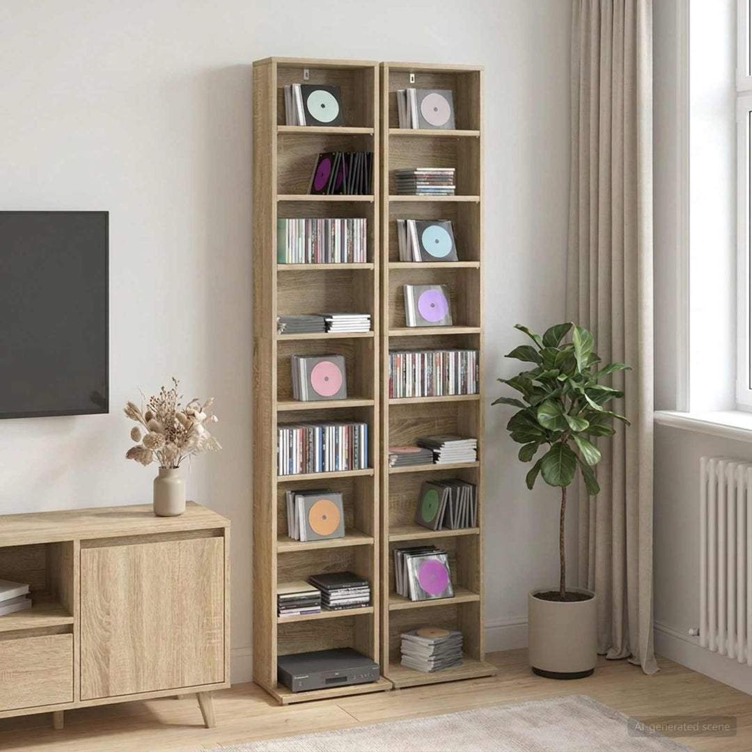 CD Skab 2 stk. Sonoma-eg 33 x 23,5 x 175 cm Konstrueret træ