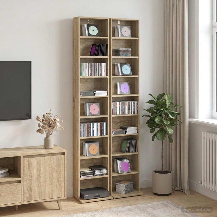 CD Skab 2 stk. Sonoma-eg 33 x 23,5 x 175 cm Konstrueret træ