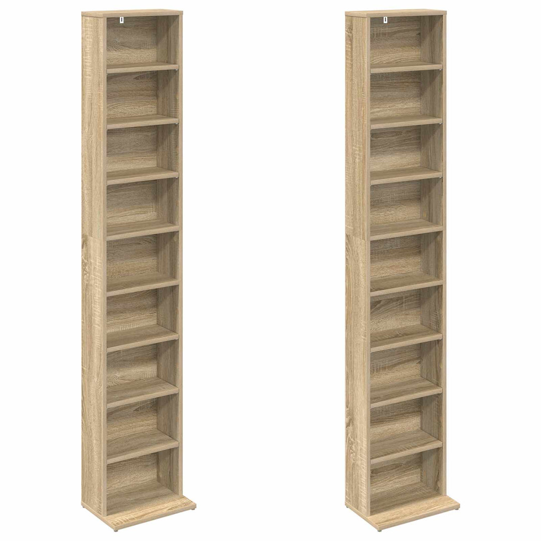 CD Skab 2 stk. Sonoma-eg 33 x 23,5 x 175 cm Konstrueret træ