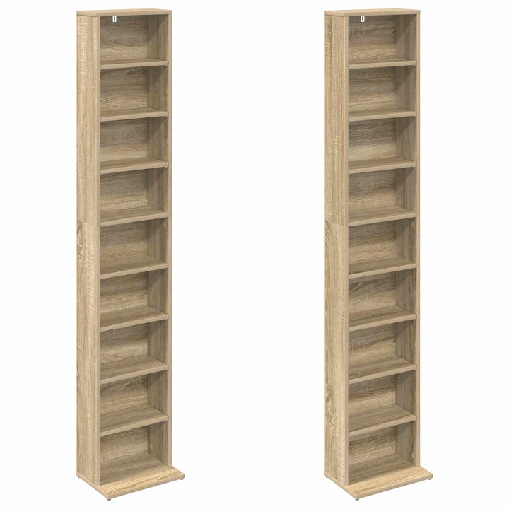 CD Skab 2 stk. Sonoma-eg 33 x 23,5 x 175 cm Konstrueret træ