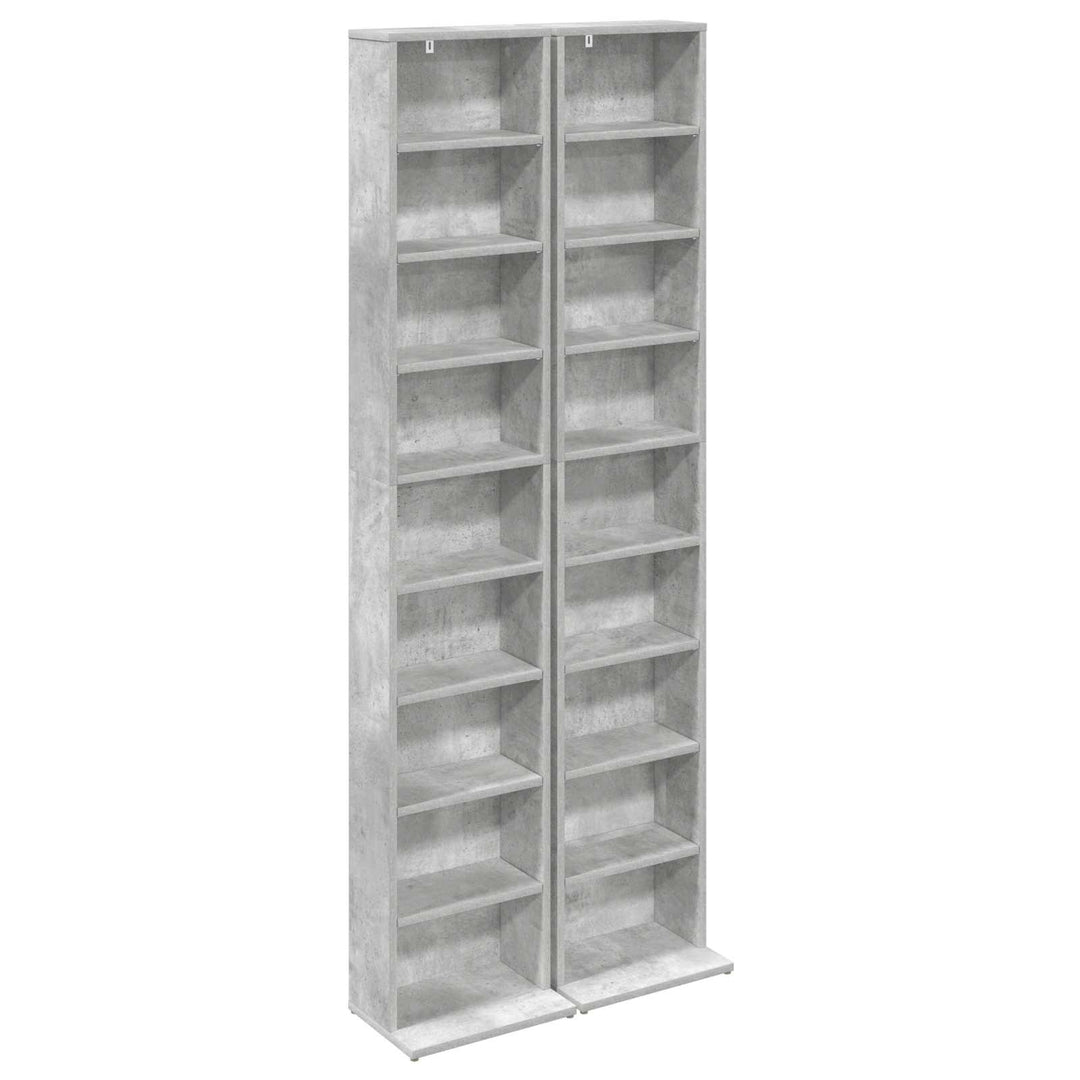 CD Skab 2 stk. Betongrå 33 x 23,5 x 175 cm Konstrueret træ