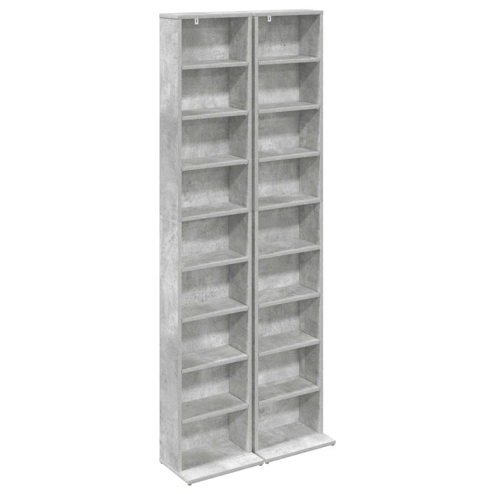 CD Skab 2 stk. Betongrå 33 x 23,5 x 175 cm Konstrueret træ