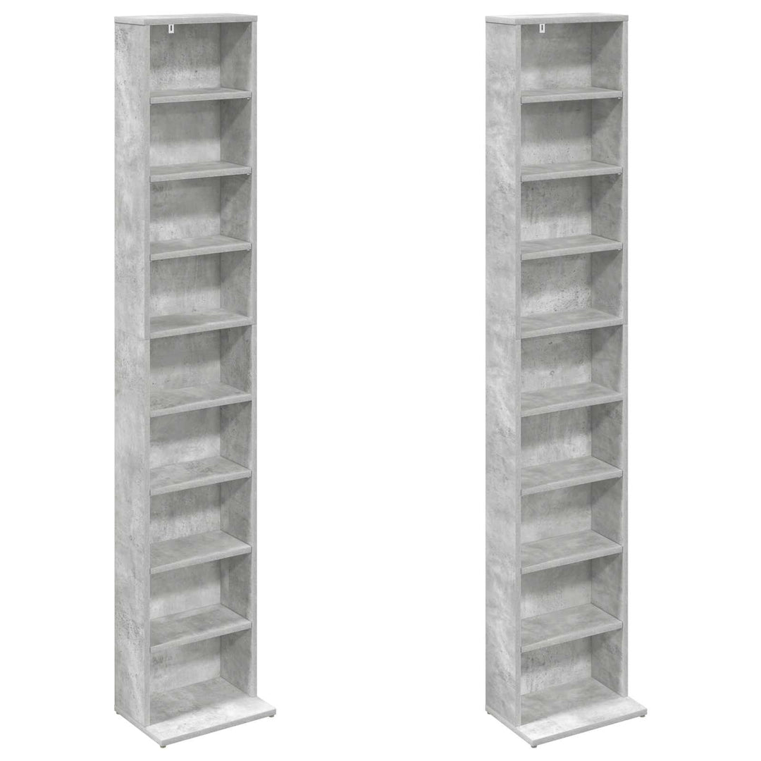 CD Skab 2 stk. Betongrå 33 x 23,5 x 175 cm Konstrueret træ