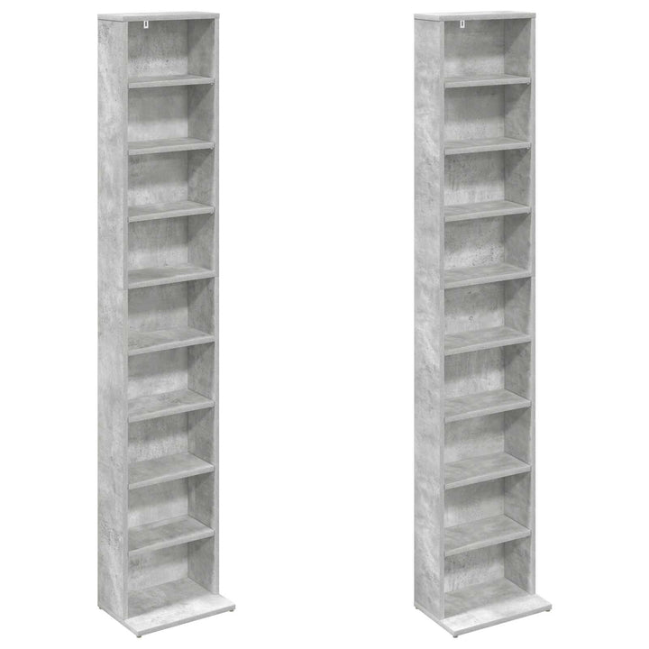 CD Skab 2 stk. Betongrå 33 x 23,5 x 175 cm Konstrueret træ