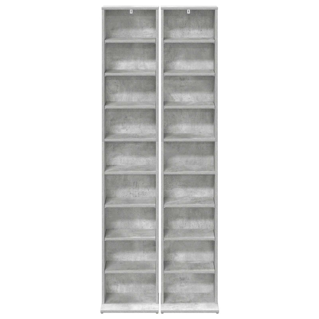 CD Skab 2 stk. Betongrå 33 x 23,5 x 175 cm Konstrueret træ