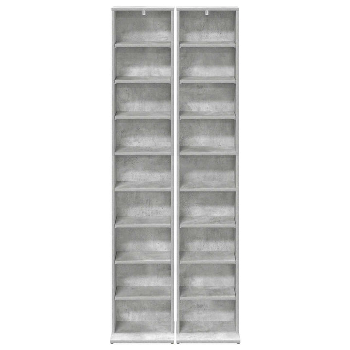 CD Skab 2 stk. Betongrå 33 x 23,5 x 175 cm Konstrueret træ