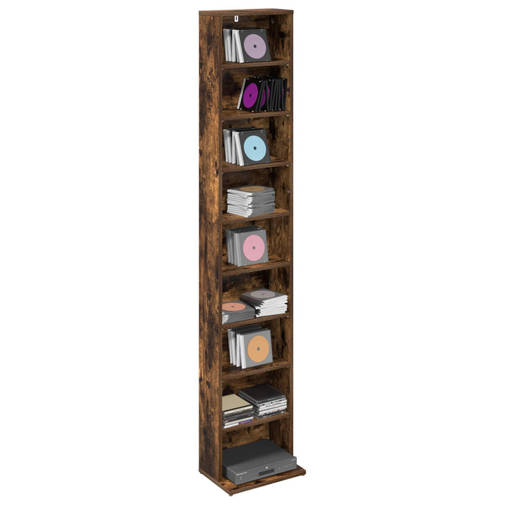CD Skab Røget eg 33 x 23,5 x 175 cm Konstrueret træ
