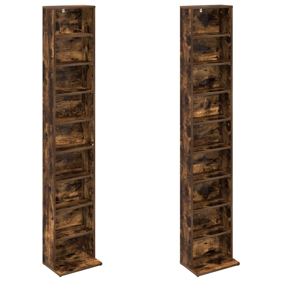 CD Skab 2 stk. Røget eg 33 x 23,5 x 175 cm Konstrueret træ