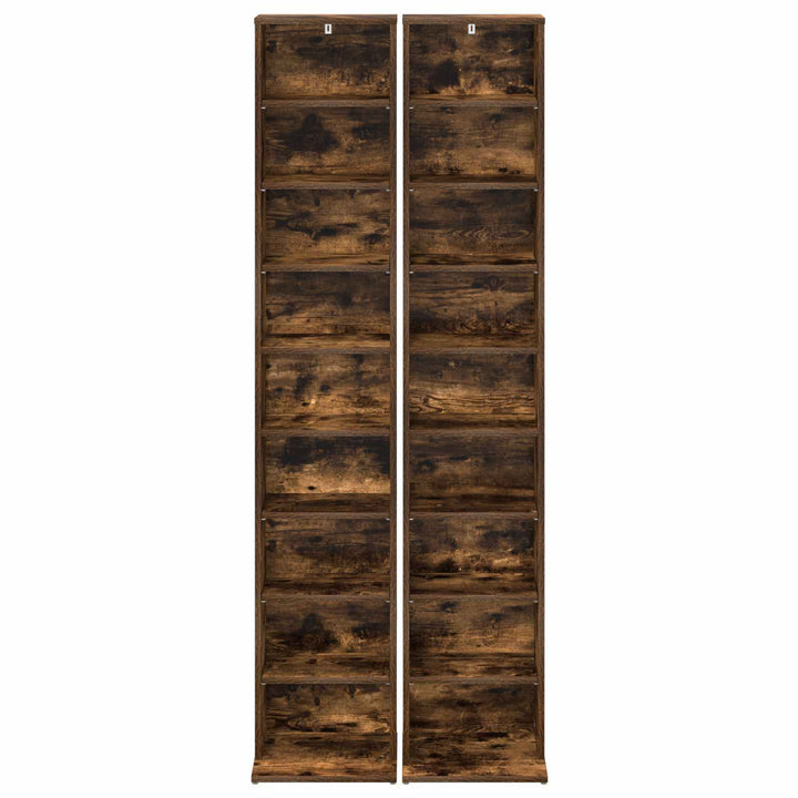 CD Skab 2 stk. Røget eg 33 x 23,5 x 175 cm Konstrueret træ