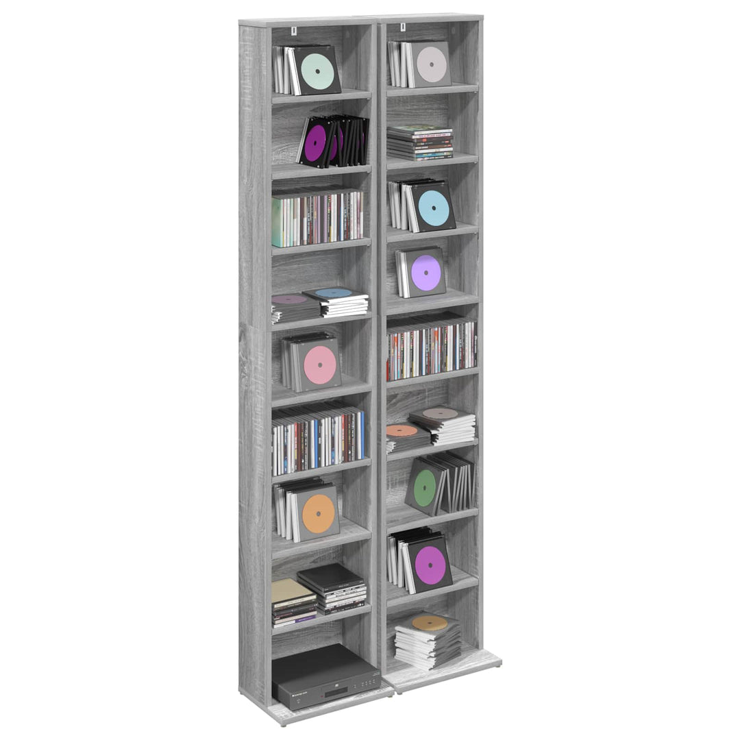 CD Skab 2 stk. Grå Sonoma 33 x 23,5 x 175 cm Konstrueret træ