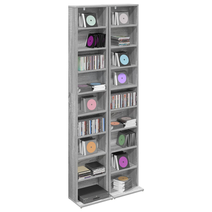 CD Skab 2 stk. Grå Sonoma 33 x 23,5 x 175 cm Konstrueret træ