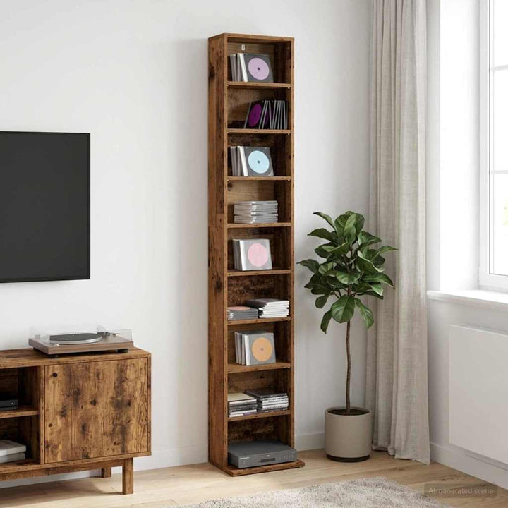 CD Skab Gammelt træ 33 x 23,5 x 175 cm Konstrueret træ