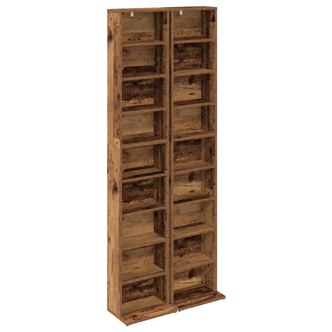 CD Skab 2 stk. Gammelt træ 33 x 23,5 x 175 cm Konstrueret træ