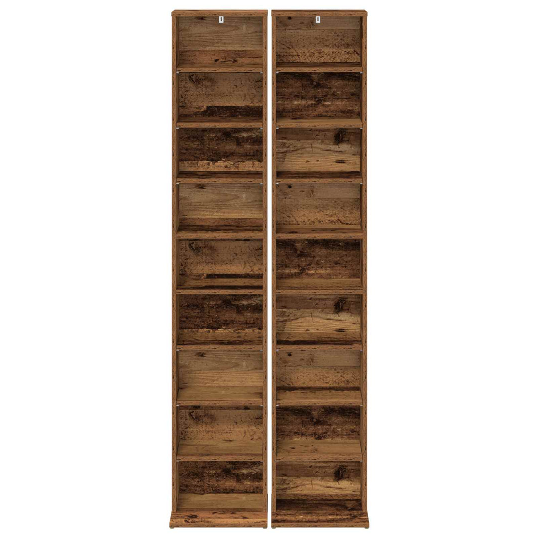 CD Skab 2 stk. Gammelt træ 33 x 23,5 x 175 cm Konstrueret træ