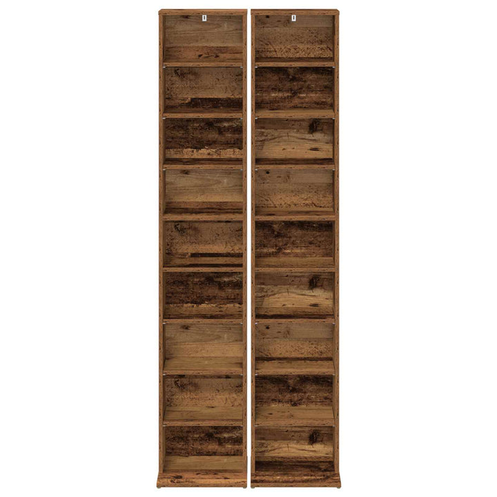 CD Skab 2 stk. Gammelt træ 33 x 23,5 x 175 cm Konstrueret træ