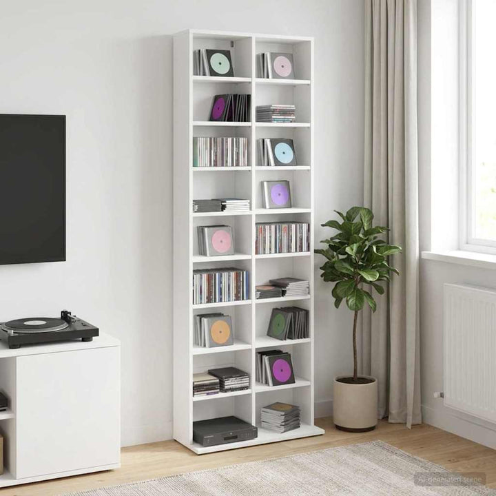 CD Skab Hvid 65 x 23,5 x 175 cm Konstrueret træ