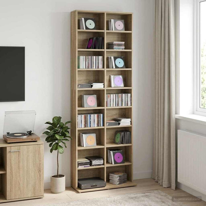 CD Skab Sonoma-eg 65 x 23,5 x 175 cm Konstrueret træ