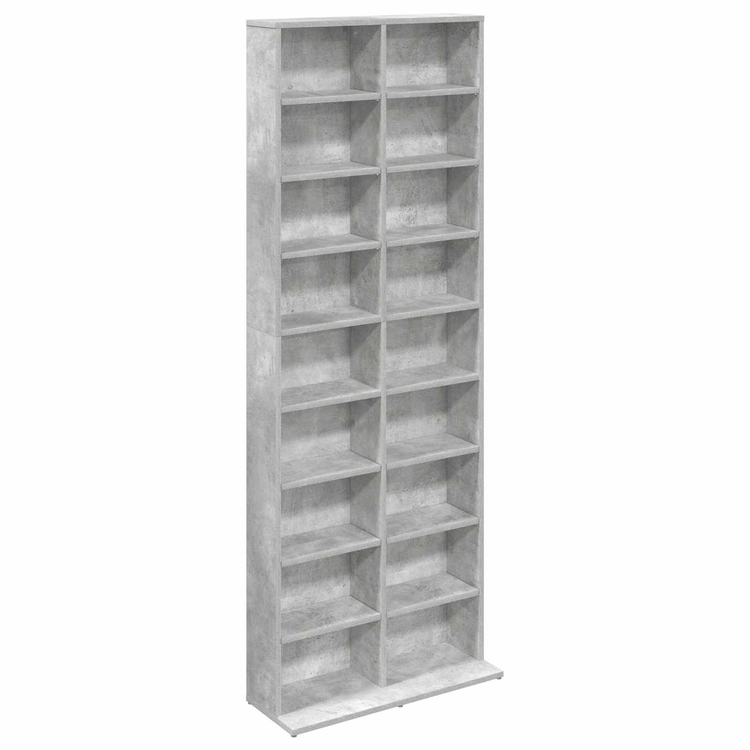 CD Skab Betongrå 65 x 23,5 x 175 cm Konstrueret træ
