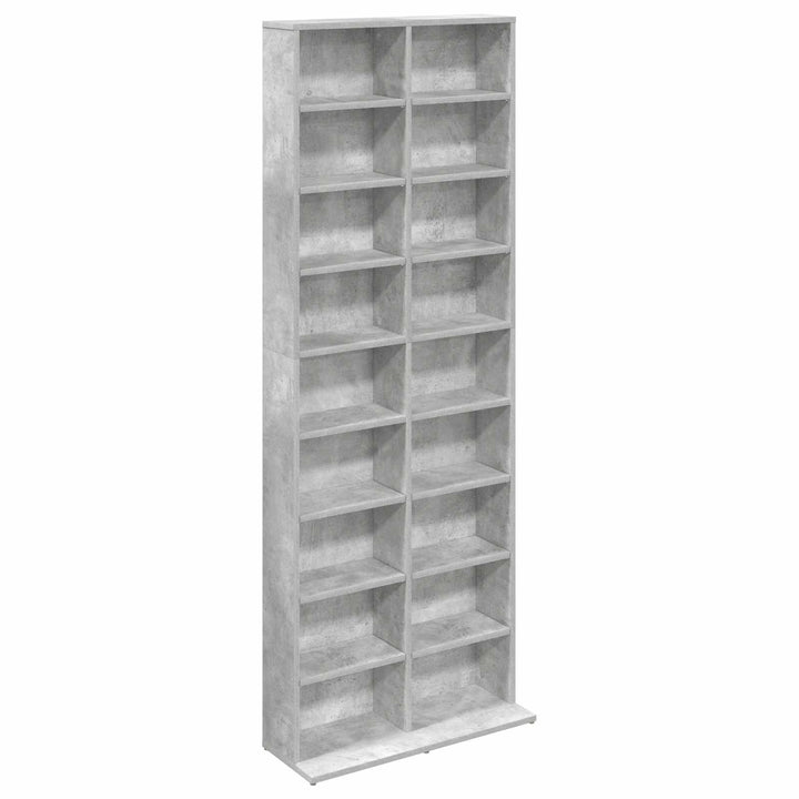 CD Skab Betongrå 65 x 23,5 x 175 cm Konstrueret træ