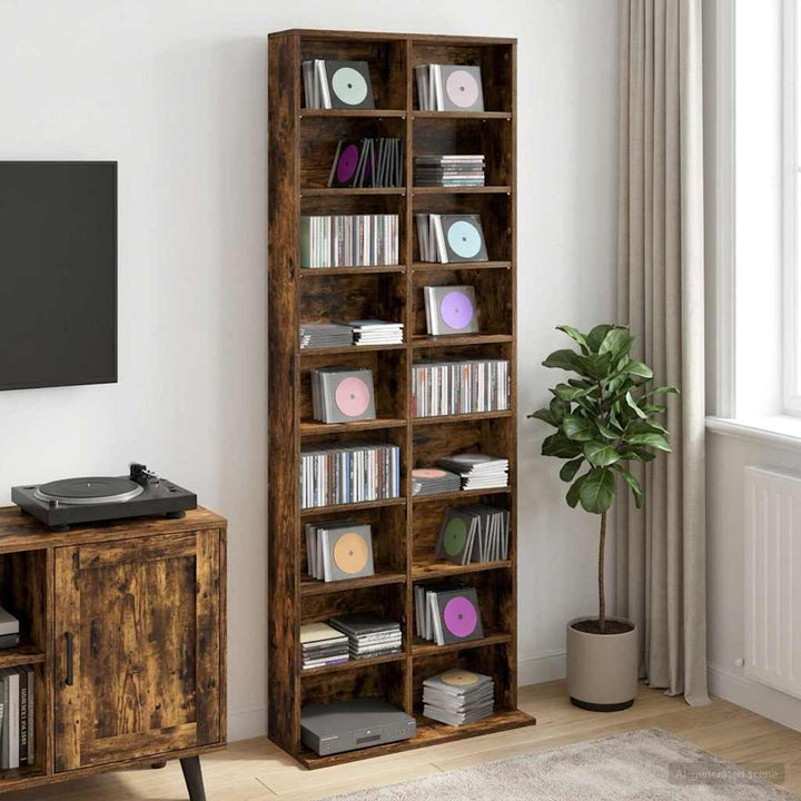 CD Skab Røget eg 65 x 23,5 x 175 cm Konstrueret træ