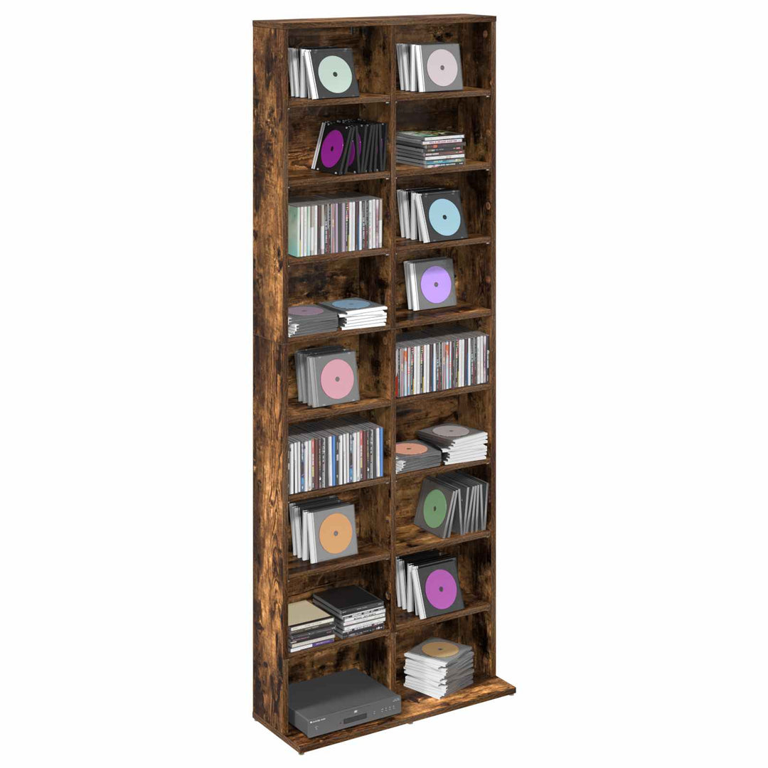 CD Skab Røget eg 65 x 23,5 x 175 cm Konstrueret træ