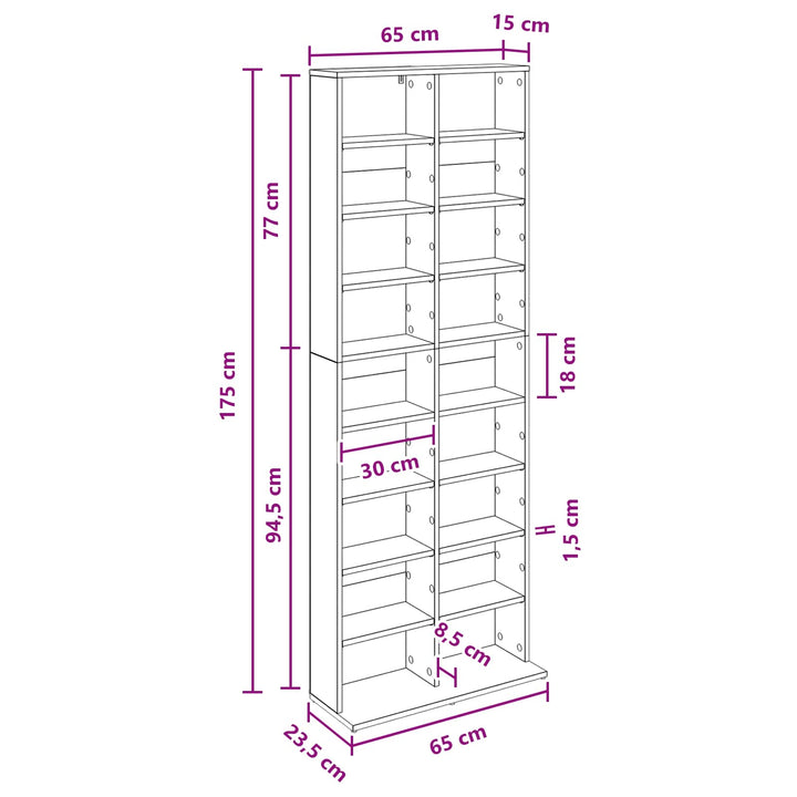 CD Skab Artisan-eg 65 x 23,5 x 175 cm Konstrueret træ