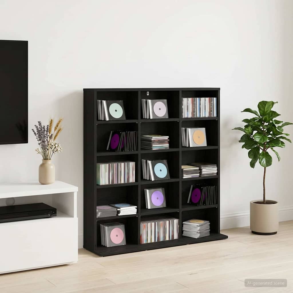CD Skab Sort eg 96 x 23,5 x 97,5 cm Konstrueret træ