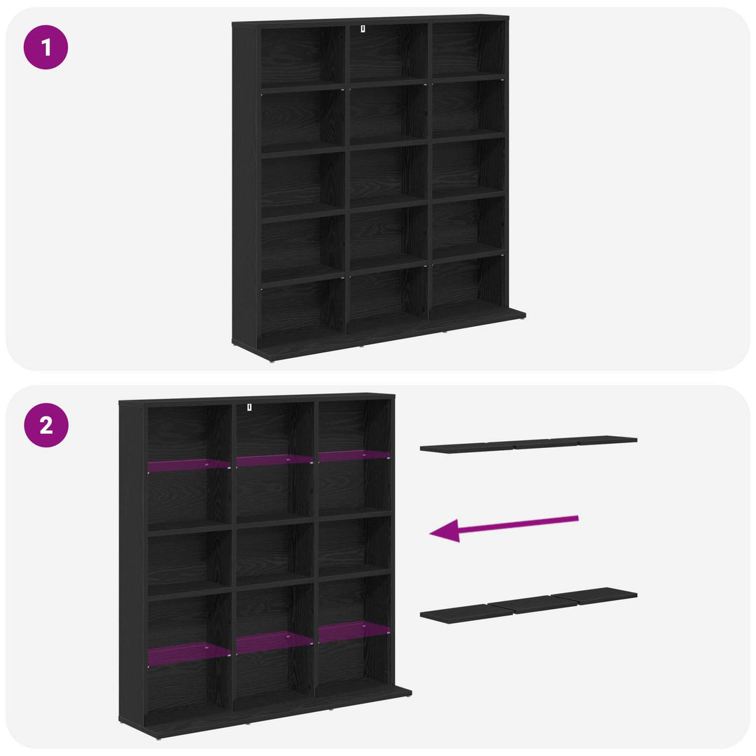 CD Skab Sort eg 96 x 23,5 x 97,5 cm Konstrueret træ