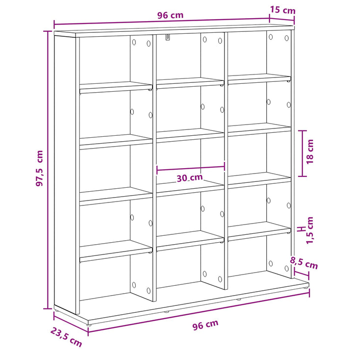 CD Skab Sort eg 96 x 23,5 x 97,5 cm Konstrueret træ