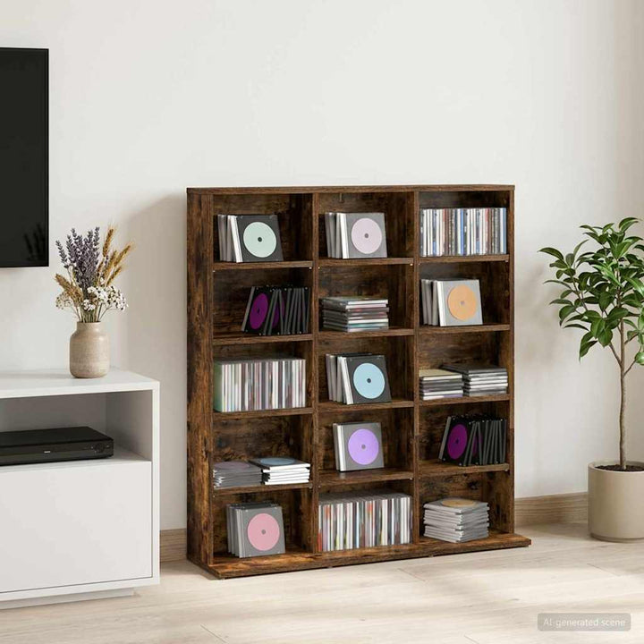 CD Skab Røget eg 96 x 23,5 x 97,5 cm Konstrueret træ