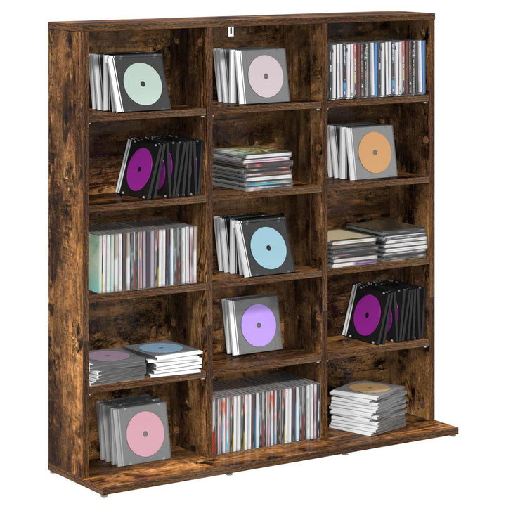 CD Skab Røget eg 96 x 23,5 x 97,5 cm Konstrueret træ