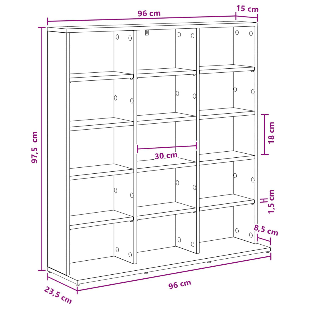 CD Skab Røget eg 96 x 23,5 x 97,5 cm Konstrueret træ