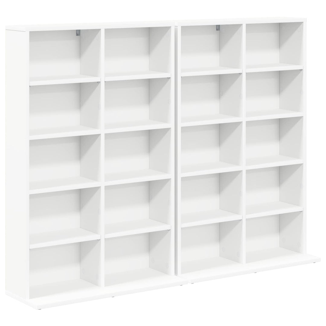 CD Skab 2 stk. Hvid 65 x 23,5 x 97,5 cm Konstrueret træ