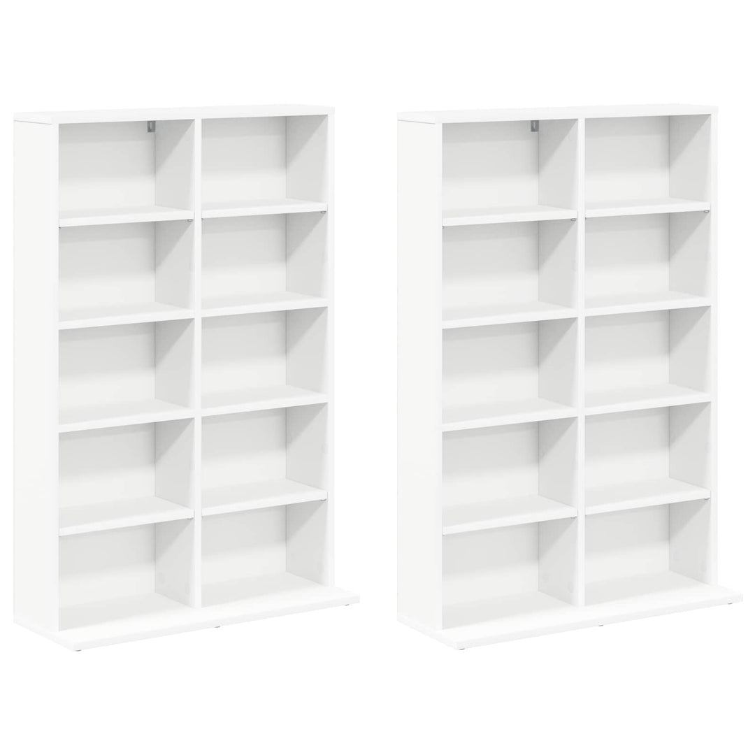CD Skab 2 stk. Hvid 65 x 23,5 x 97,5 cm Konstrueret træ