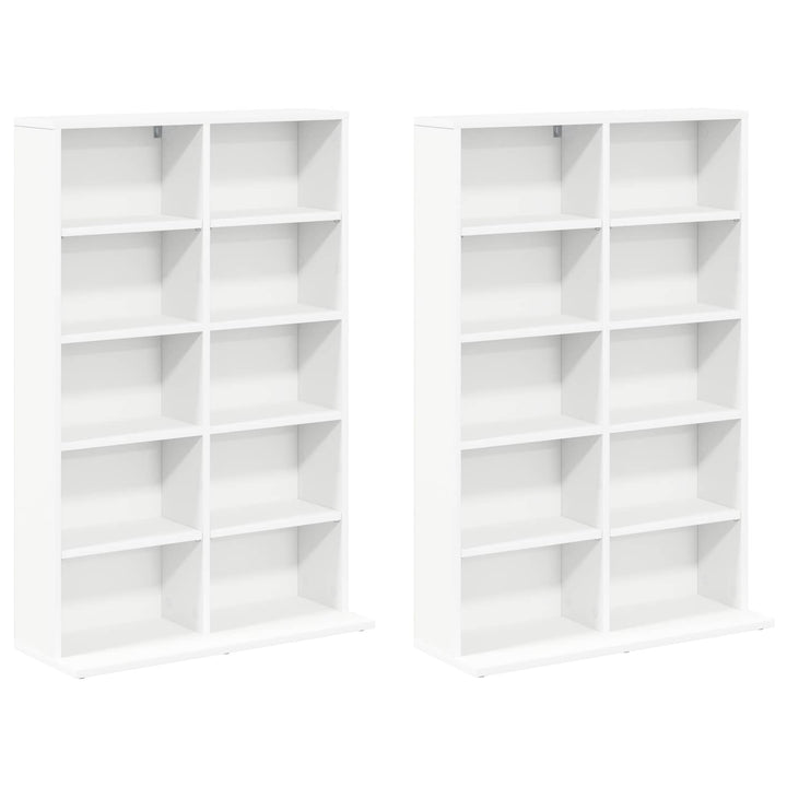 CD Skab 2 stk. Hvid 65 x 23,5 x 97,5 cm Konstrueret træ