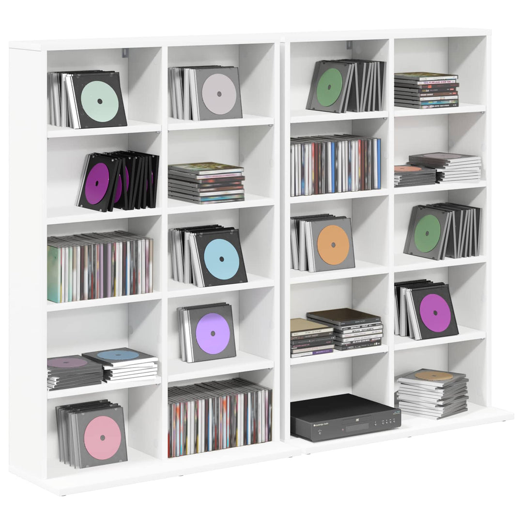 CD Skab 2 stk. Hvid 65 x 23,5 x 97,5 cm Konstrueret træ